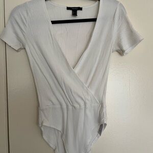 Forever21 Short Sleeve White Bodysuit